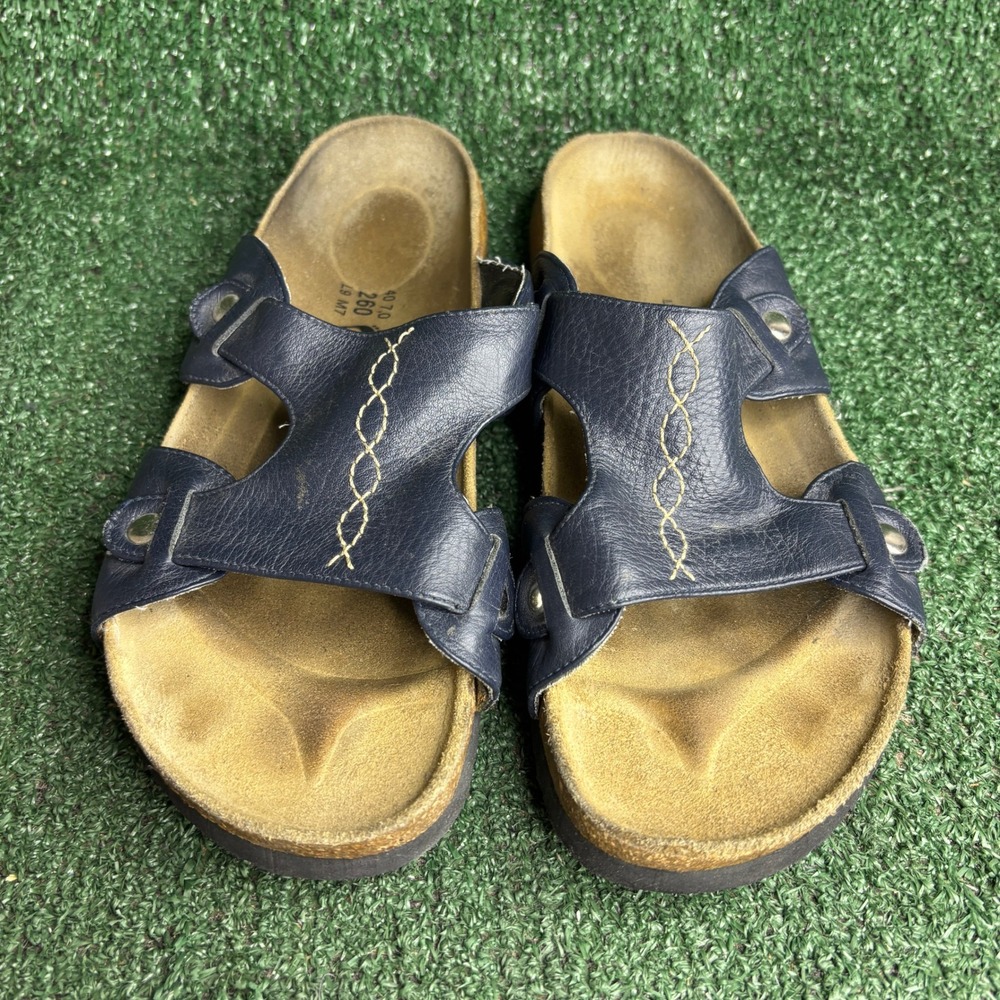 Betula Licensed by Birkenstock Boogie Leather Slide Sandal Blue Womens Size 9